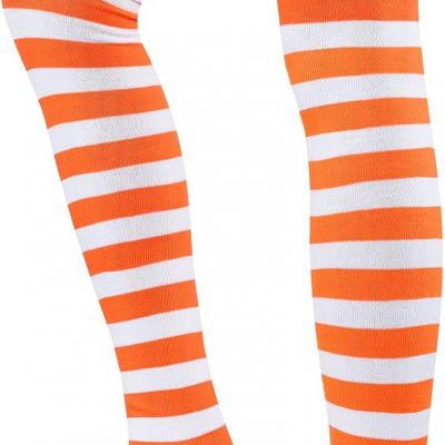 Thigh High Socks Athletic Striped Stockings for Women Long Tube Stocking over Kn